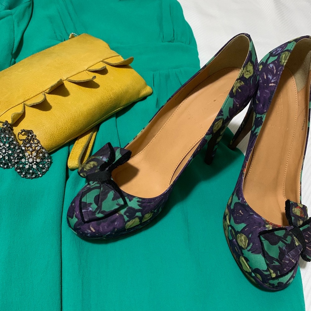 J.Crew Paulina Italian Silk Bow front heels